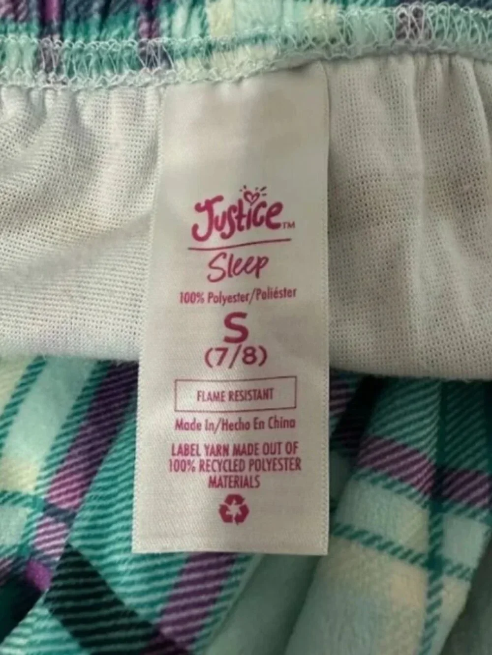Mint Yeti Plaid 2 Piece Pajama Set Long Sleeve Lounge Sleepwear